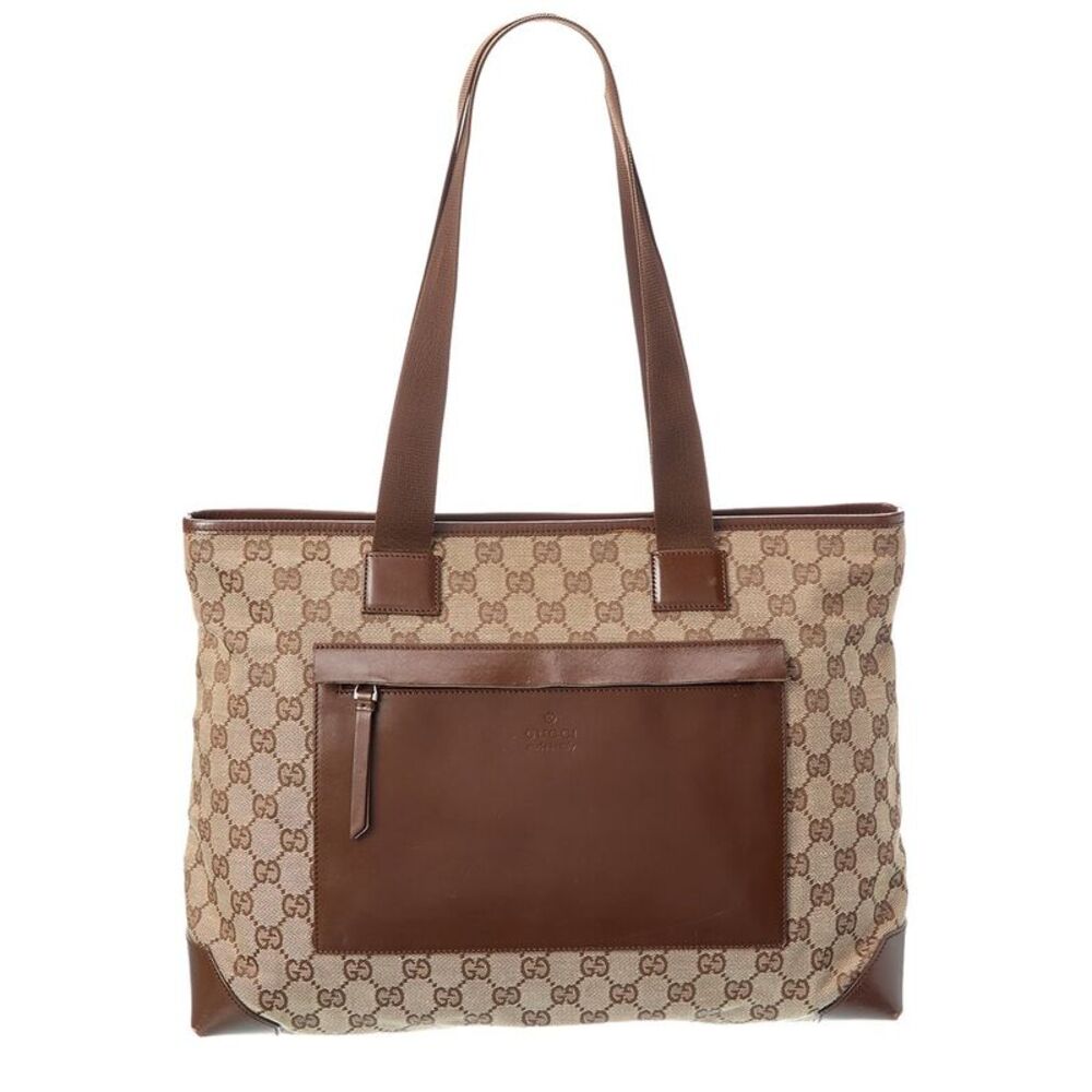 Gucci Brown Monogram Canvas & Leather Canvas Tote (Authentic Pre-Loved)